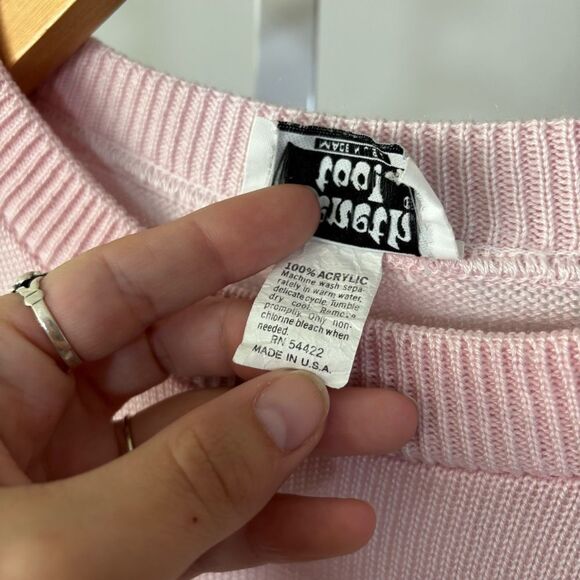 vintage Kenneth Too! Made in USA millennial pink shield Short Sleeve Sweater med - Picture 4 of 7
